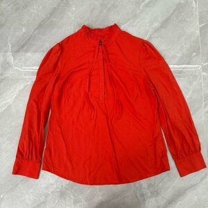 Women’s Merona Target Ruffle Neck Button Tie Long Sleeve Shirt Large